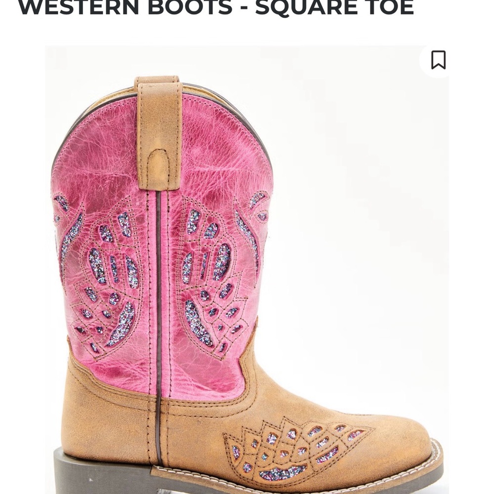 Children's Pink and Tan Cowboy Boots - Picture 5 of 6